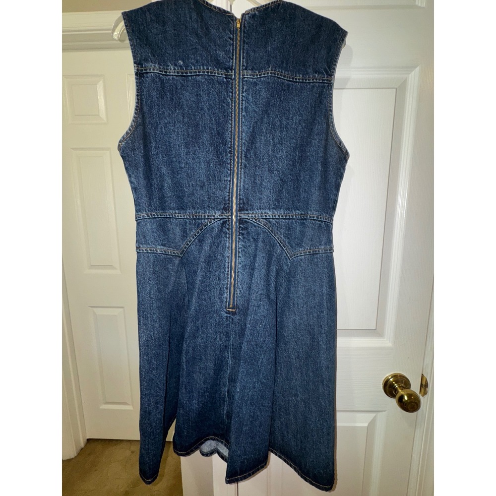 Self-Portrait Skater Denim Mini Dress  Button Fit Flare US‎ 12 UK 16 - Picture 10 of 10